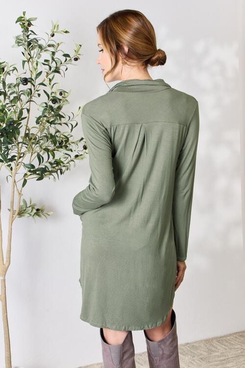 Button Down Mini Shirt Dress in Dusty OliveMini DressCeleste Design