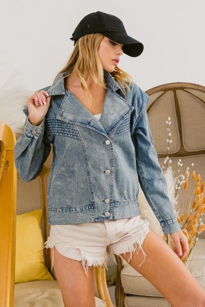 Button Up Long Sleeve Denim JacketJacketBiBi