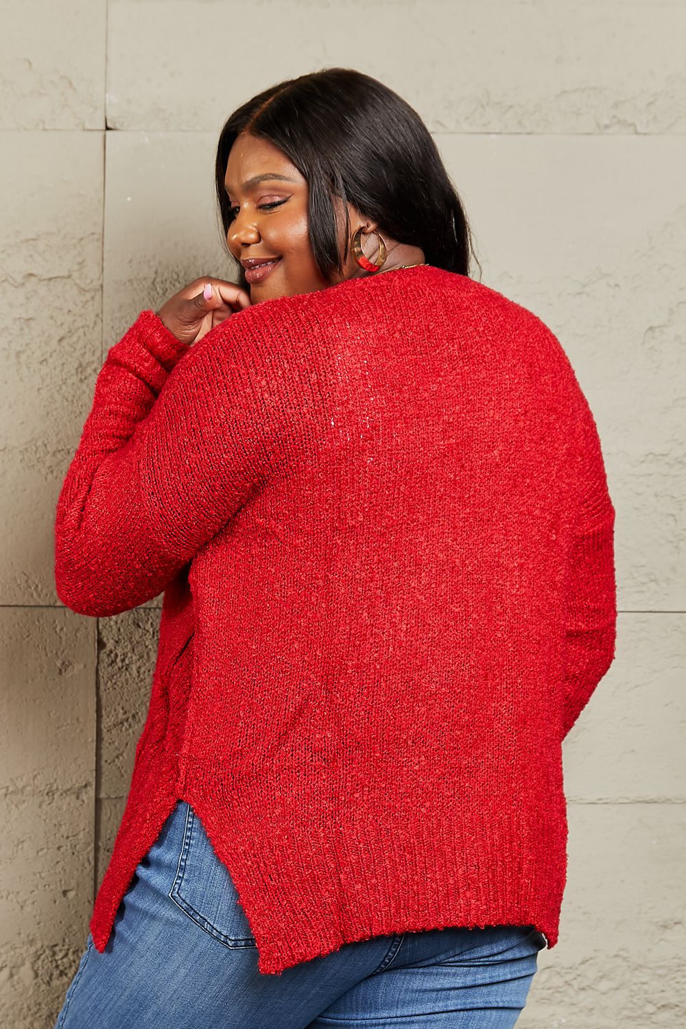 Draped Detail Knit Sweater in RedSweaterHeimish