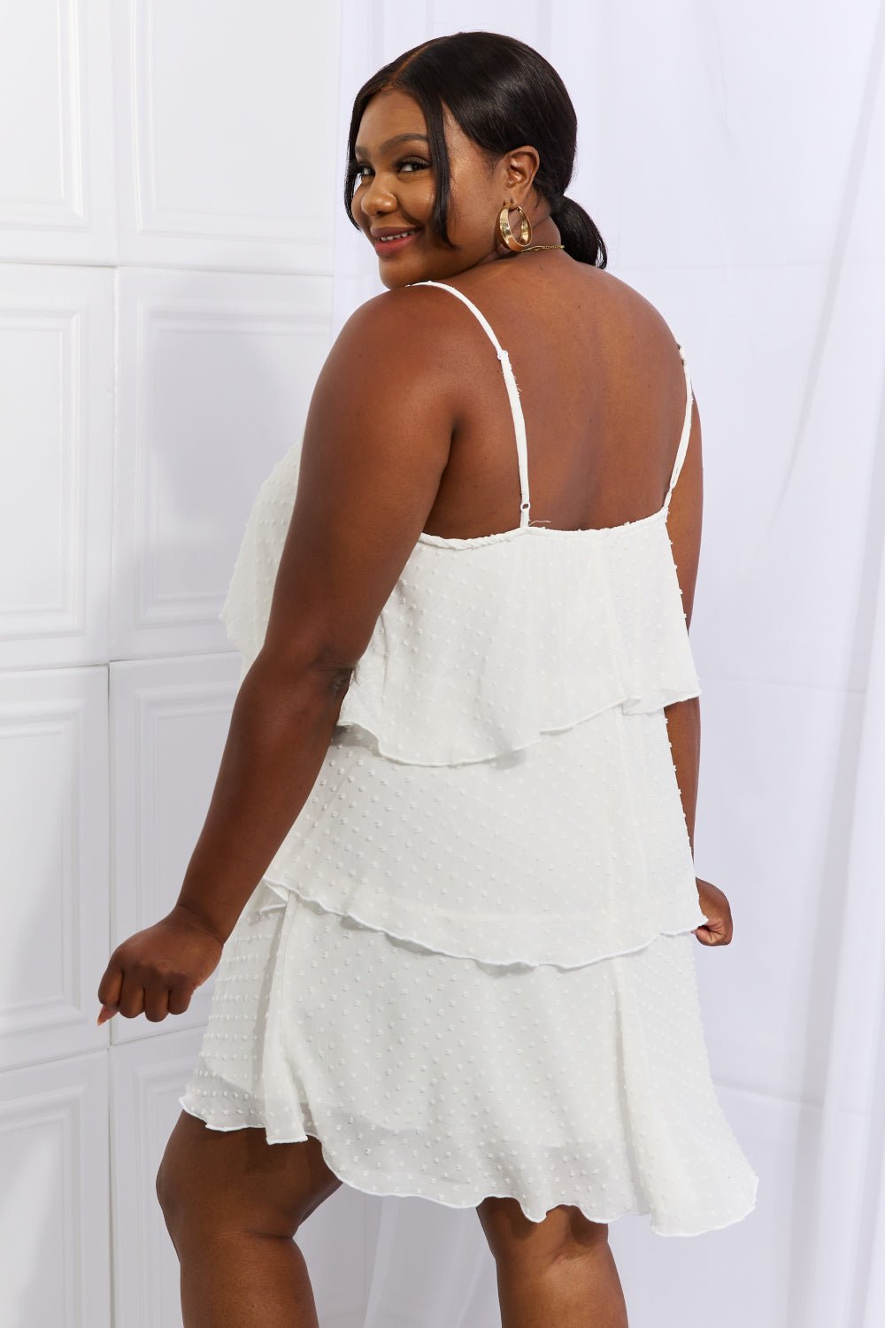 Cascade Ruffles Sleeveless Mini Dress in Soft WhiteMini DressCulture Code