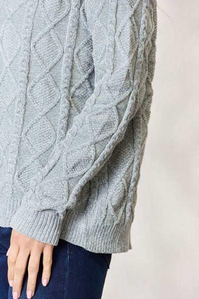 Cable Knit Crew Neck Sweater in Dust SageSweaterBiBi