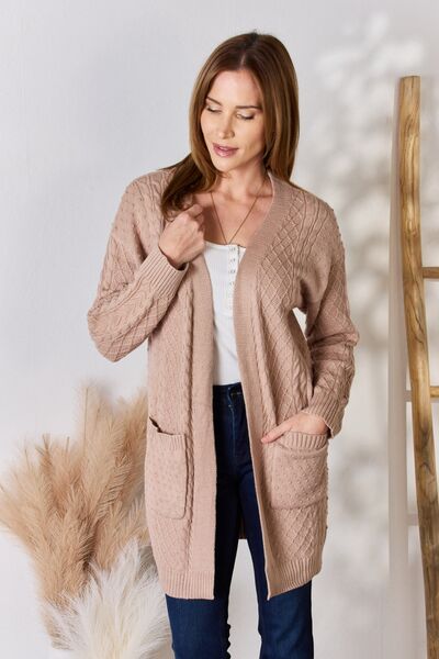 Cable-Knit Pocketed Cardigan in MochaCardiganHailey & Co