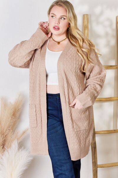 Cable-Knit Pocketed Cardigan in MochaCardiganHailey & Co