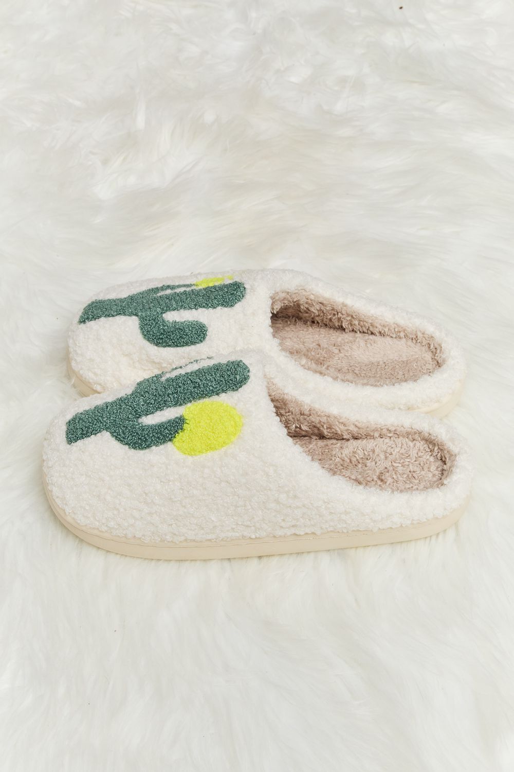 Cactus Plush Slide Slippers in IvorySlippersMelody