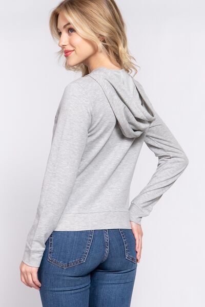 CALIFORNIA Zip Up Long Sleeve Hoodie in Heather GreyHoodieACTIVE BASIC