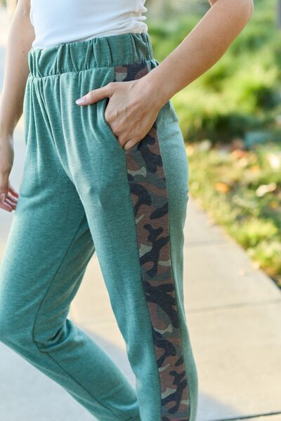 Camouflage Stripe Elastic Waist Sweatpants in OliveSweatpantsCeleste Design