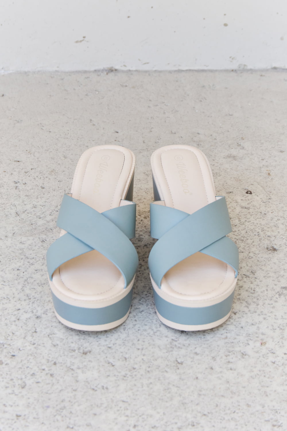 Contrast Platform Sandals in Misty BlueSandalsWeeboo