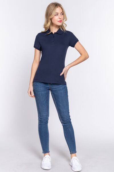 Classic Short Sleeve Polo Top in NavyTopACTIVE BASIC
