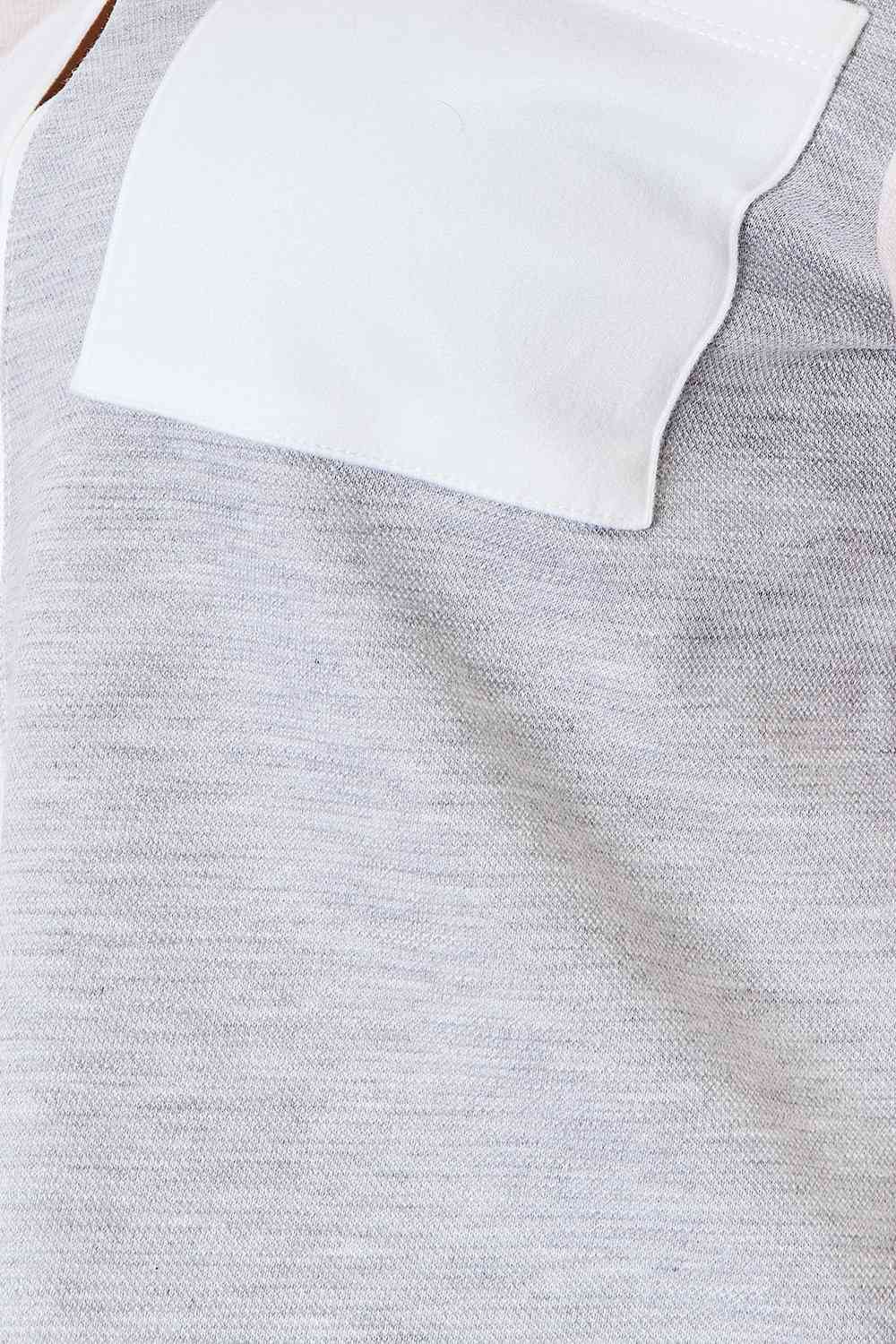 Color Block Curved Hem Shirt in Light GrayShirtDouble Take