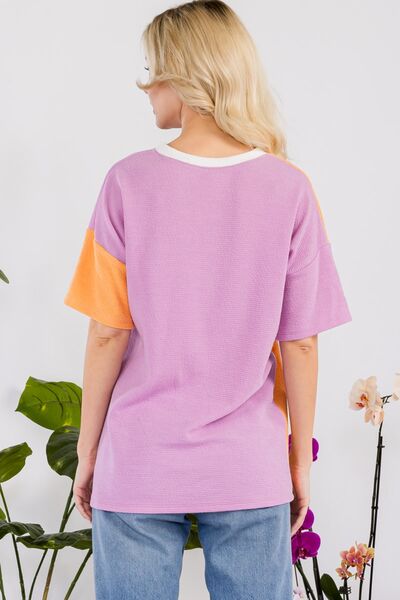 Color Block Short Sleeve T-Shirt in LilacT-ShirtCeleste Design