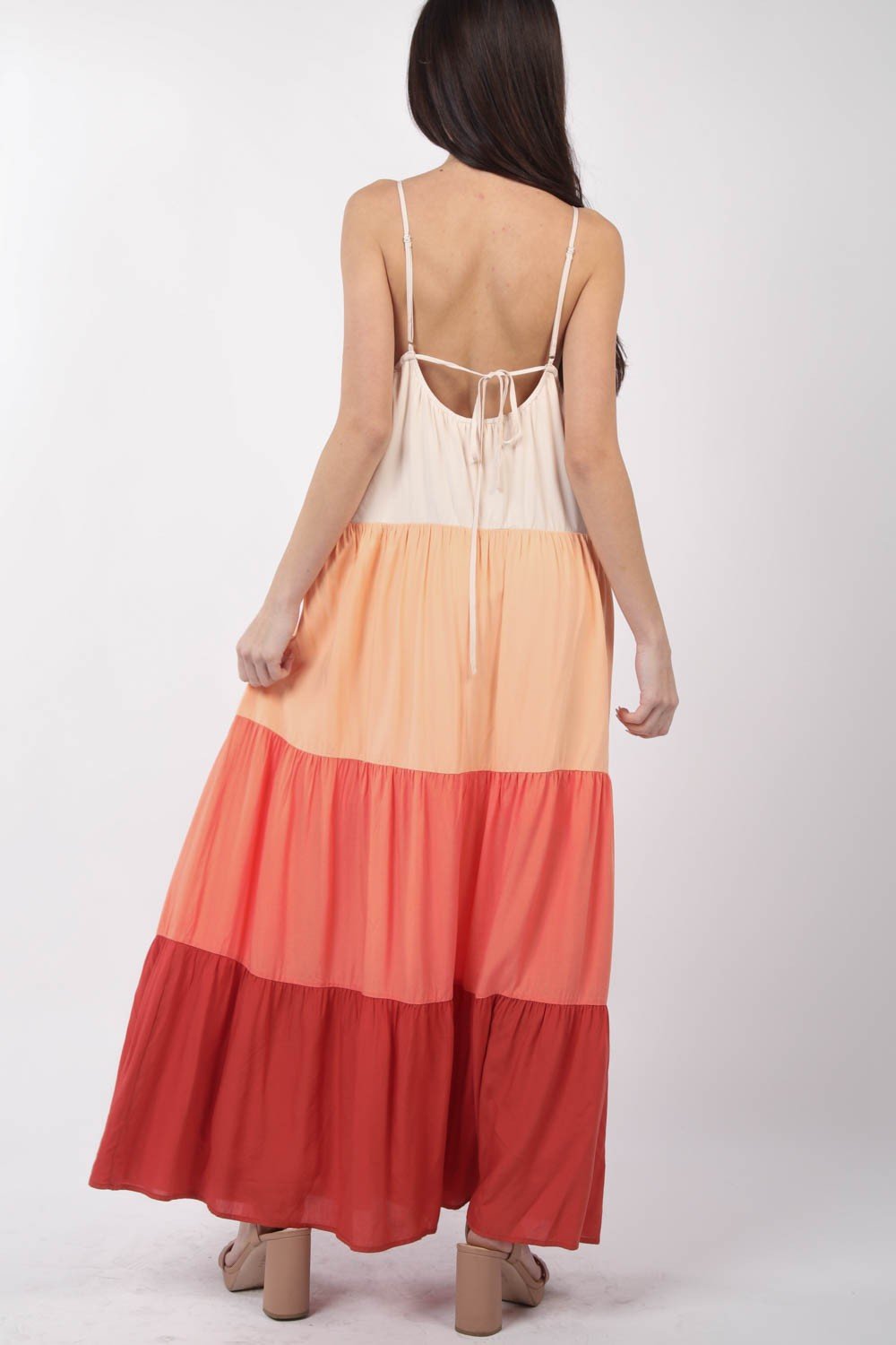 Color Block Tiered Maxi Cami Dress in SunsetMaxi DressVery J