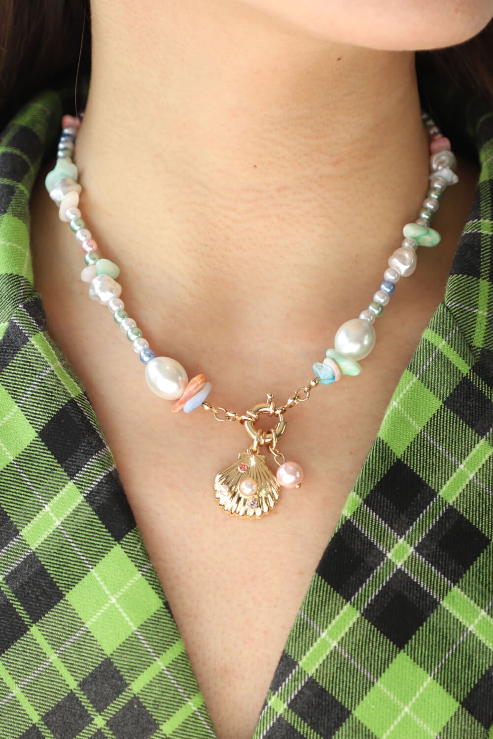 Colorful Synthetic Pearl Shell Pendant NecklaceNecklaceBeach Rose Co.