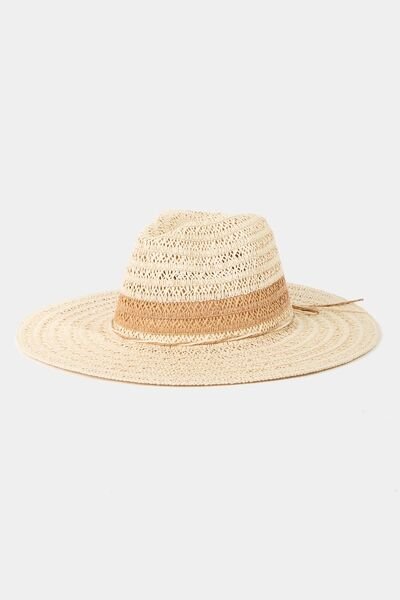 Contrast Band Braided Straw Sun Hat in IvorySunhatFame