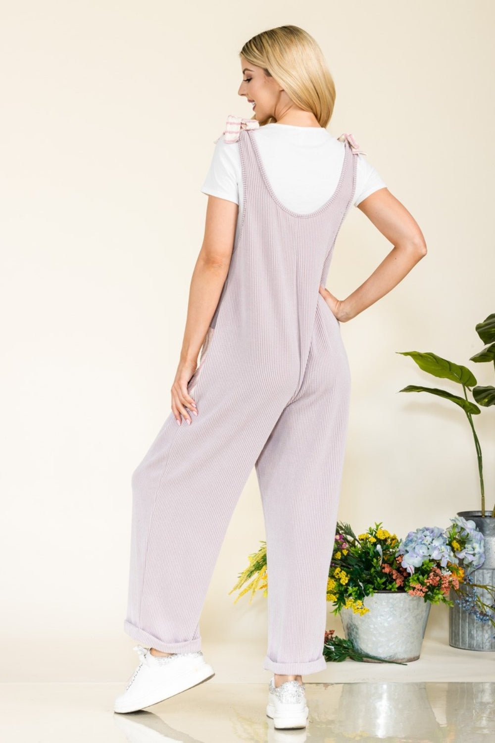 Contrast Stripe Ribbed Jumpsuit with PocketsJumpsuitCeleste Design