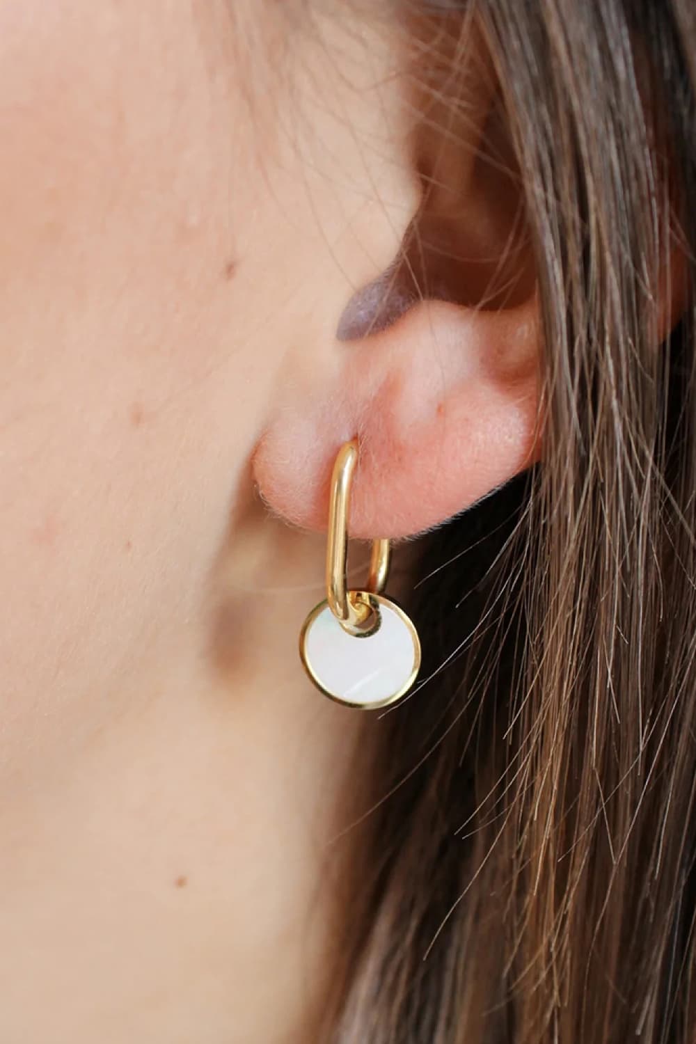 Gold-Plated White Mother-Of-Pearl Drop EarringsEarringsBeach Rose Co.