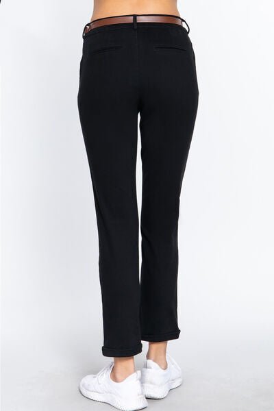 Cotton-Span Twill Straight Leg Pants in BlackPantsACTIVE BASIC