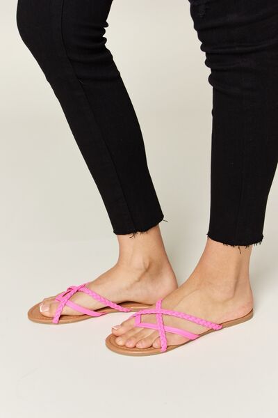 Crisscross Vegan Leather Open Toe Sandals in Hot PinkSandalsWILD DIVA