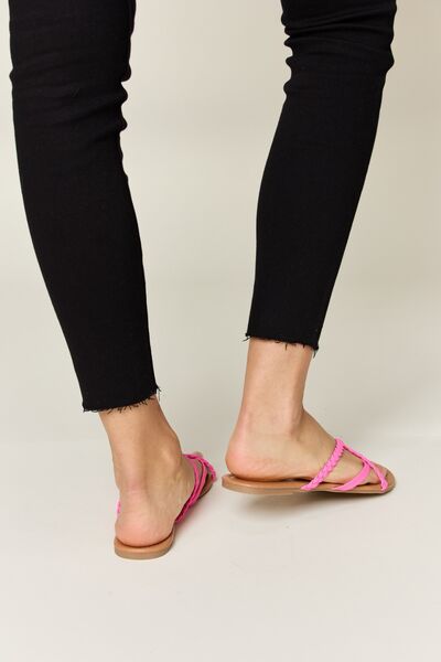 Crisscross Vegan Leather Open Toe Sandals in Hot PinkSandalsWILD DIVA