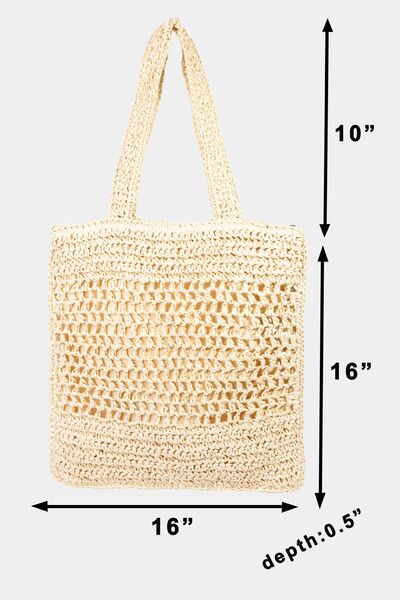 Crochet Straw Tote Bag in IvoryTote BagFame