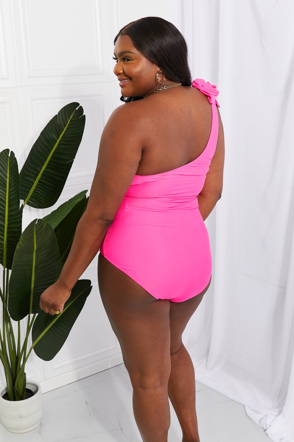 One-Shoulder One-Piece Swimsuit in Hot PinkSwimsuitMarina West Swim