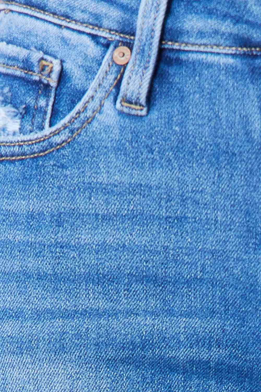 Distressed Raw Hem Bootcut JeansJeansKancan