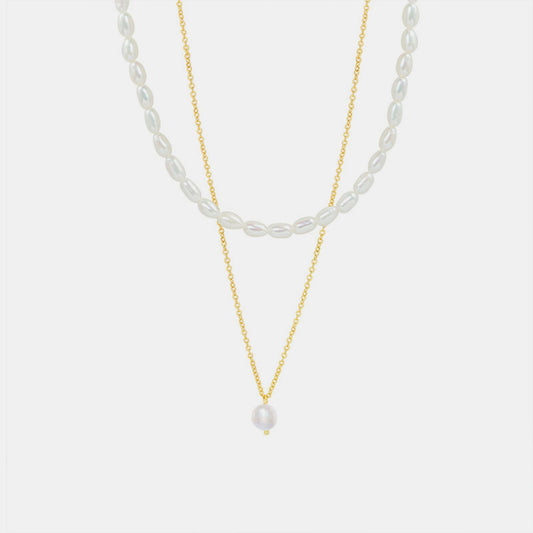 Double-Layered Freshwater Pearl Gold NecklaceNecklaceBeach Rose Co.