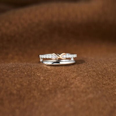 Double-Layered Zircon 925 Sterling Silver RingRingBeach Rose Co.
