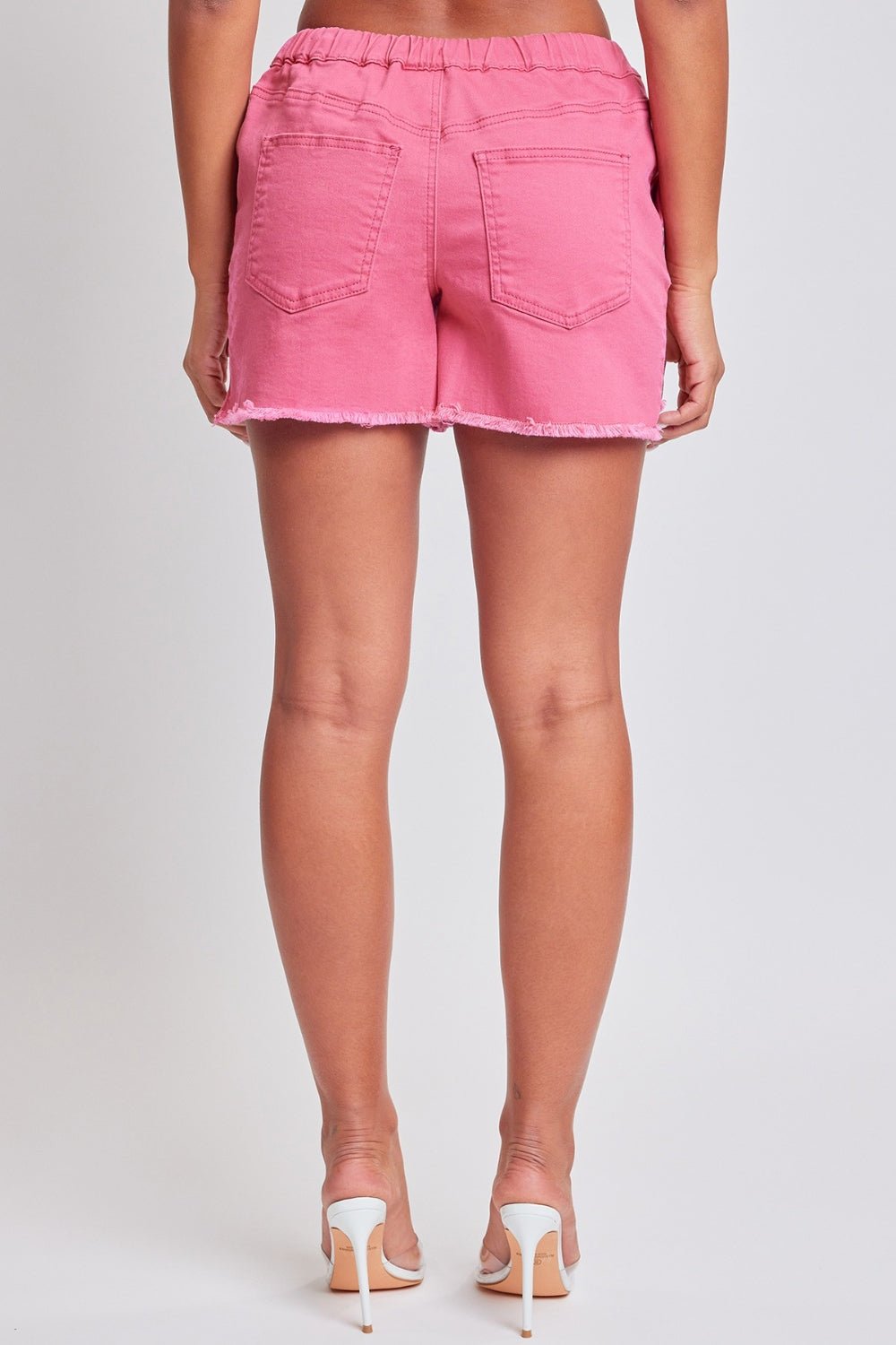 Drawstring Raw Hem Shorts in PinkShortsYMI Jeanswear