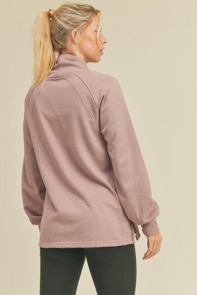 Drawstring Side Zip Sweatshirt in LavenderSweatshirtKimberly C