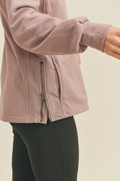 Drawstring Side Zip Sweatshirt in LavenderSweatshirtKimberly C