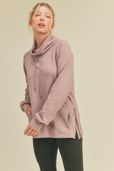 Drawstring Side Zip Sweatshirt in LavenderSweatshirtKimberly C