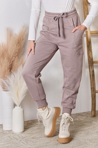 Drawstring Waist Pocketed Joggers in Rosy BrownJoggersRISEN