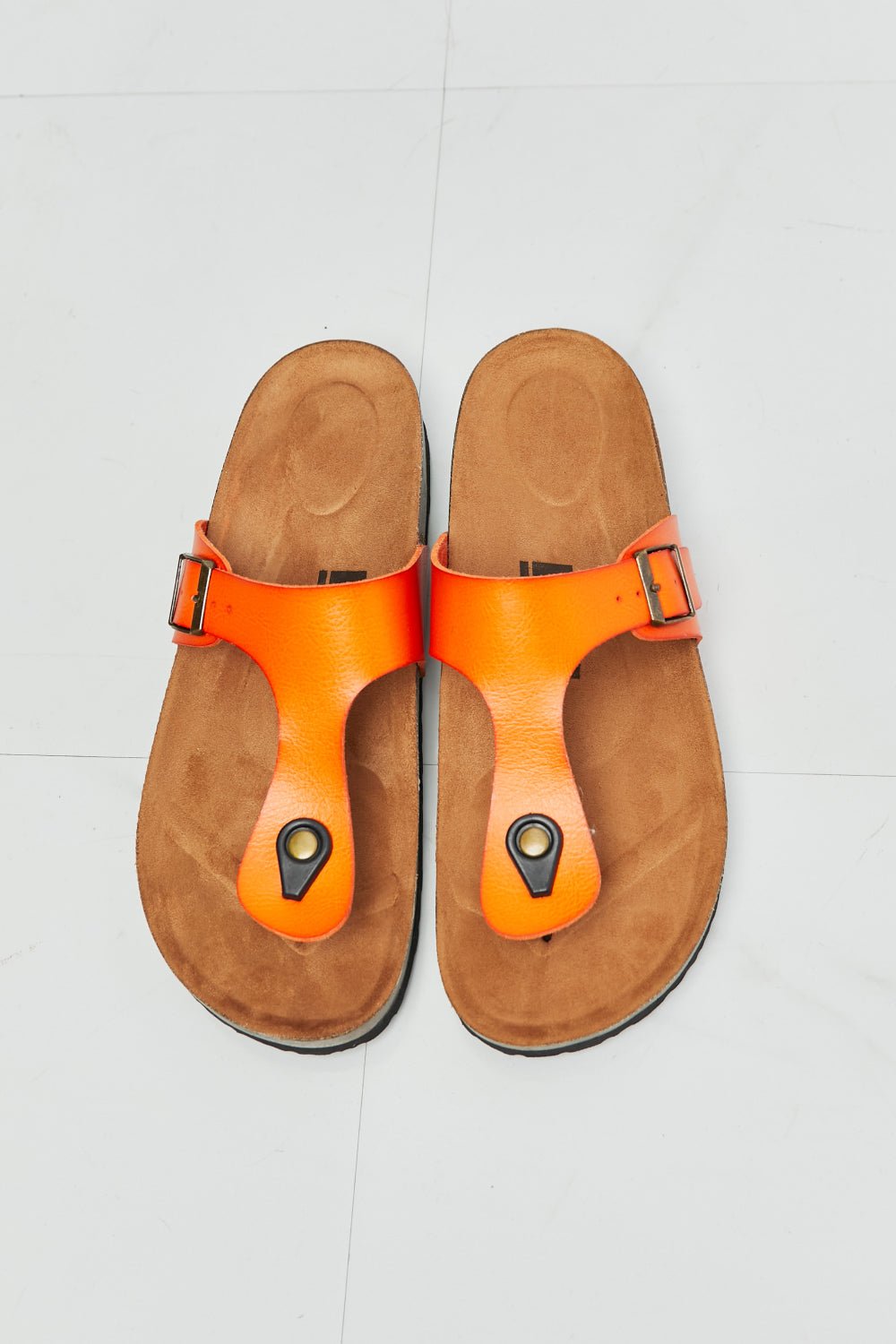 Vegan Leather T-Strap Flip-Flop in OrangeFlip-FlopsMelody
