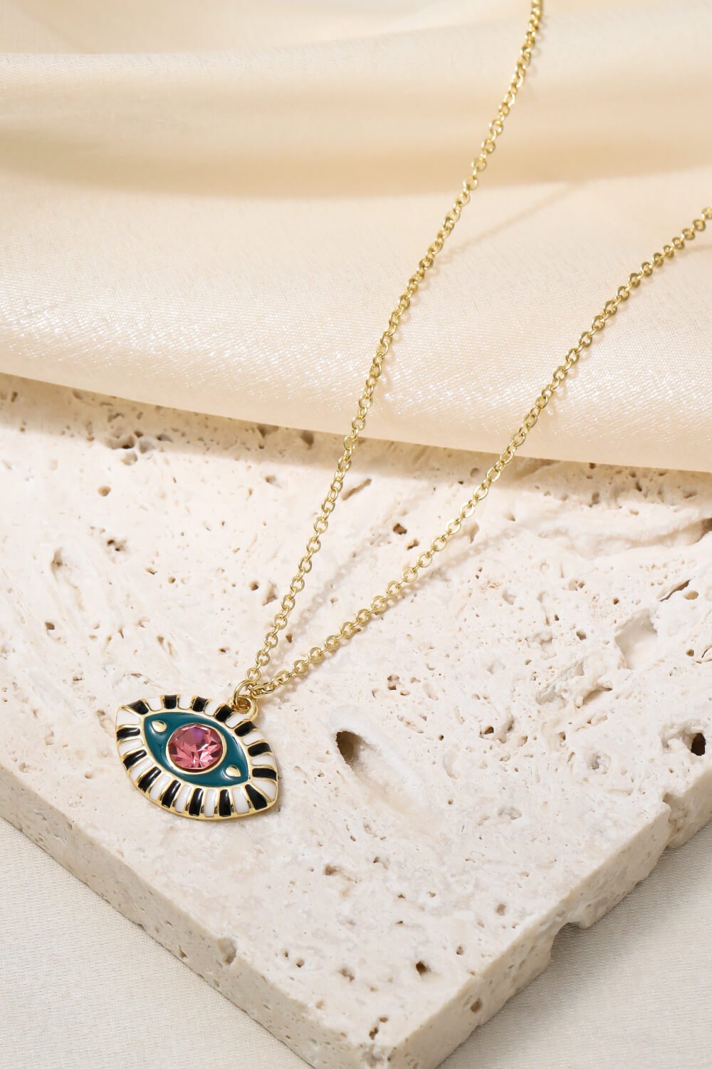 Evil Eye Pendant Gold Plated Chain NecklaceNecklaceBeach Rose Co.