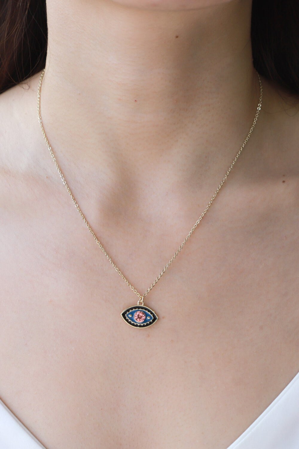 Evil Eye Pendant Gold Plated Chain NecklaceNecklaceBeach Rose Co.