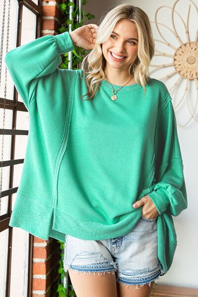 Exposed Seam Dropped Shoulder Blouse in MintBlouseFirst Love