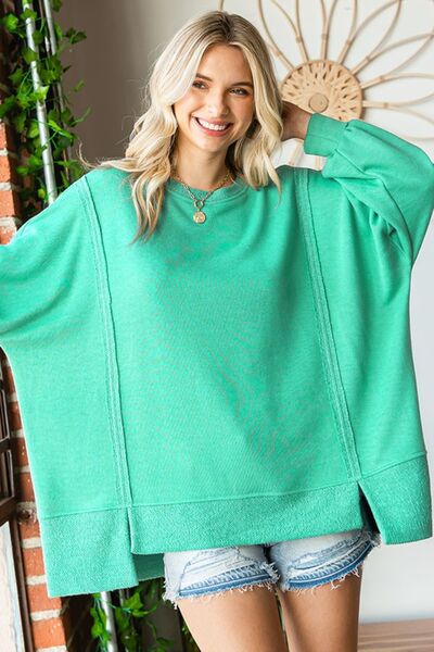 Exposed Seam Dropped Shoulder Blouse in MintBlouseFirst Love