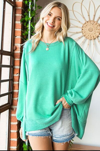 Exposed Seam Dropped Shoulder Blouse in MintBlouseFirst Love