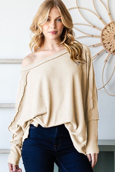 Exposed Seam Lantern Sleeve Top in CreamTopReborn J