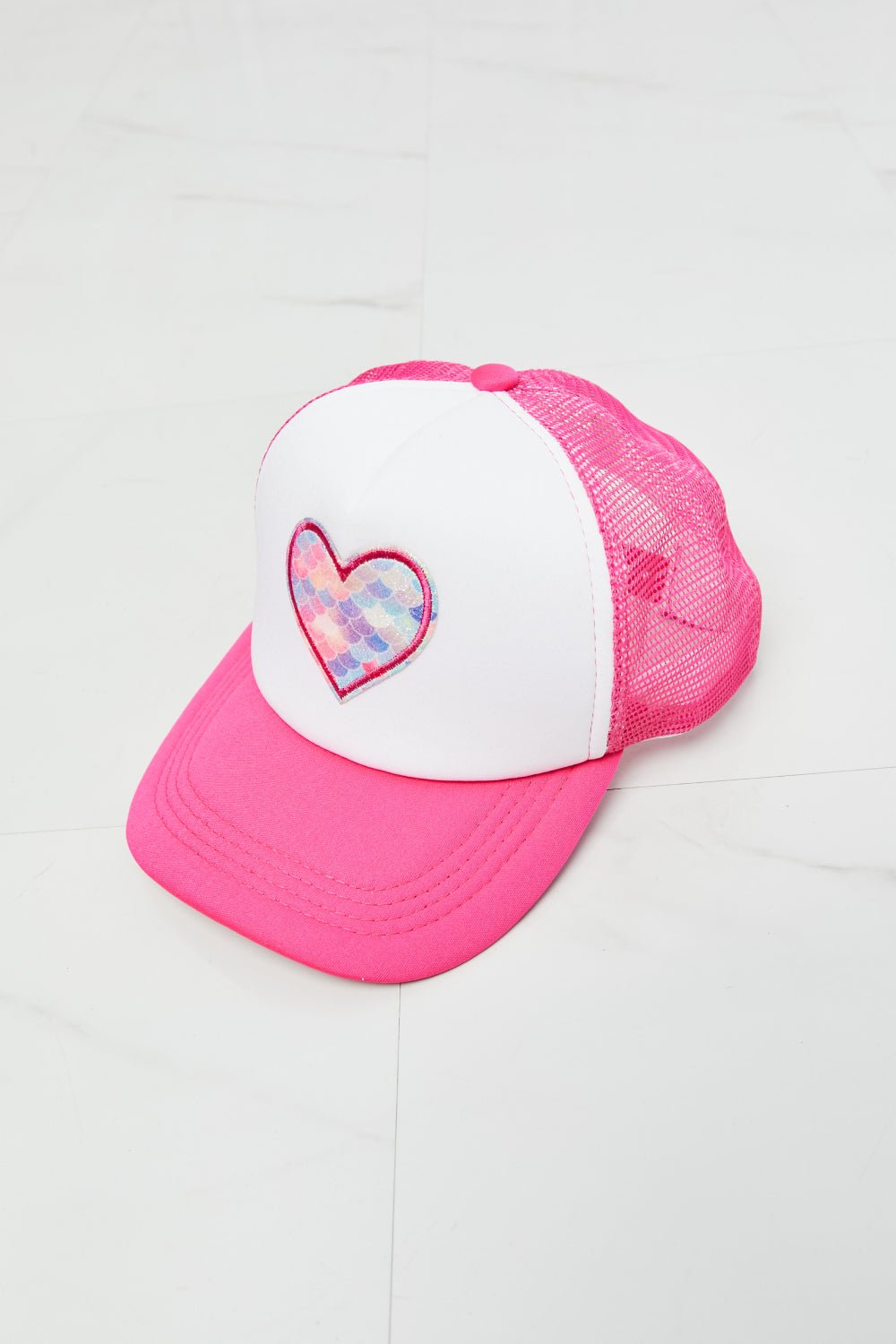 Heart Graphic Trucker Hat in Fuchsia PinkHatFame