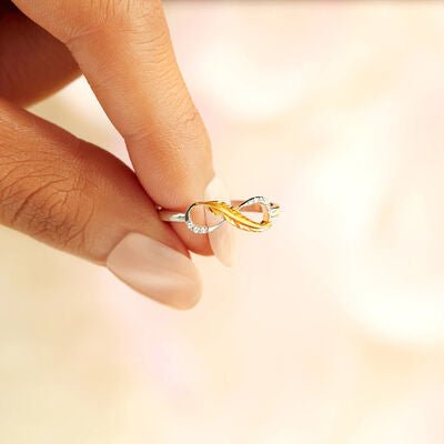 Feather 925 Sterling Silver Zircon Ring in GoldRingBeach Rose Co.