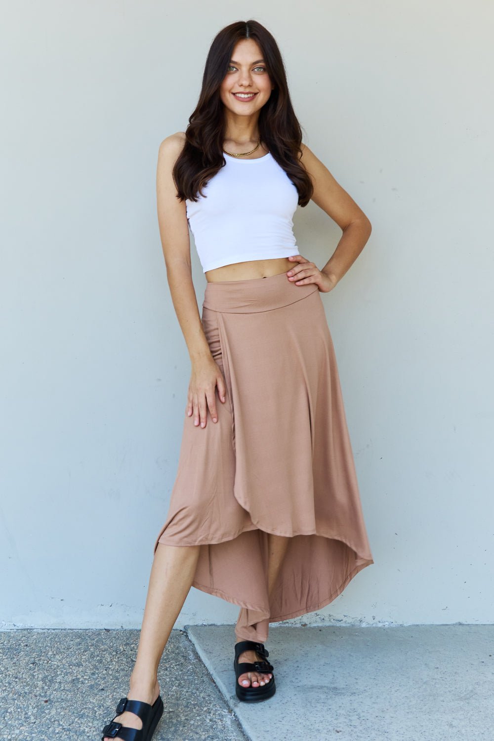 High Waisted Flare Maxi Skirt in CamelMaxi SkirtNinexis