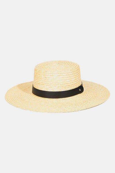 Flat Brim Straw Weave Hat in Golden NaturalSunhatFame