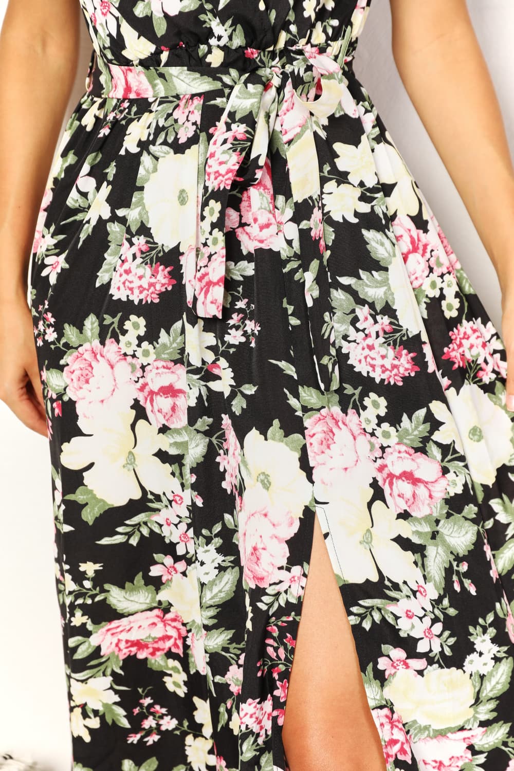 Floral Flutter Sleeve Tie-Waist Wrap Midi DressMidi DressDouble Take