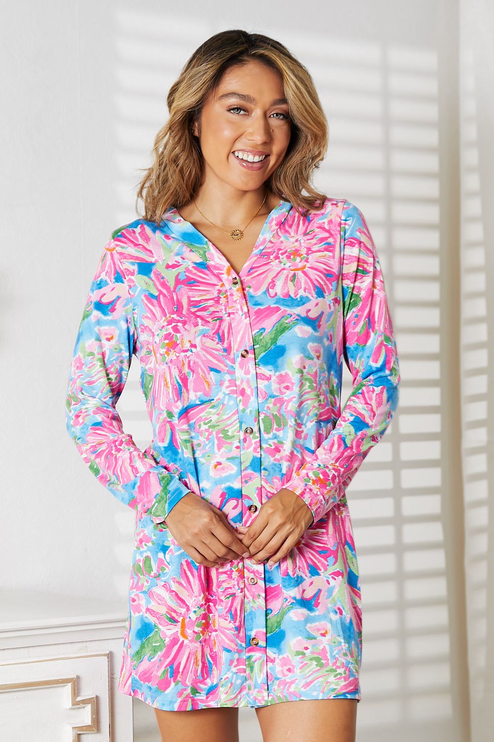Floral Open Front Long Sleeve CardiganCardiganDouble Take