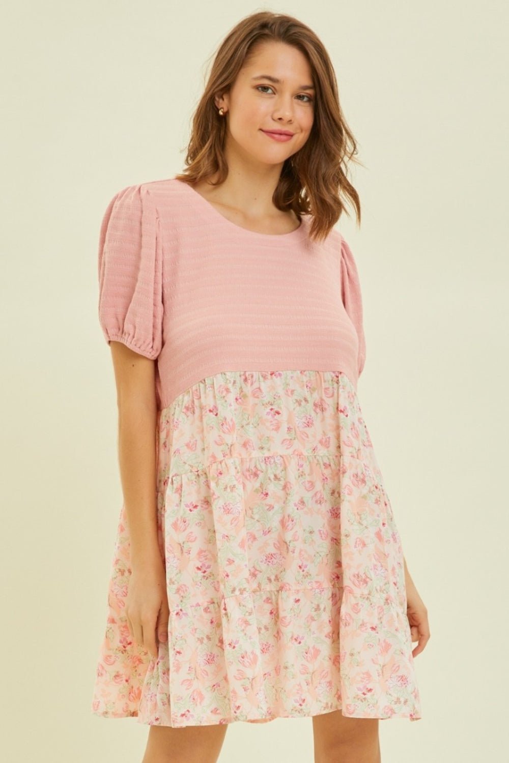 Floral Ruffle Hem Mini Dress in French RoseMini DressHEYSON