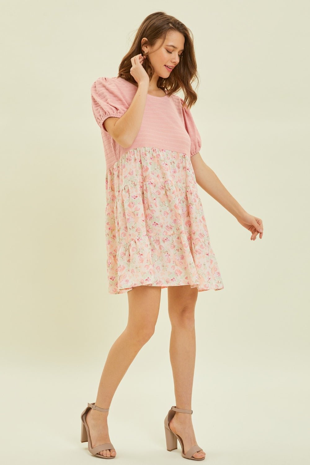 Floral Ruffle Hem Mini Dress in French RoseMini DressHEYSON