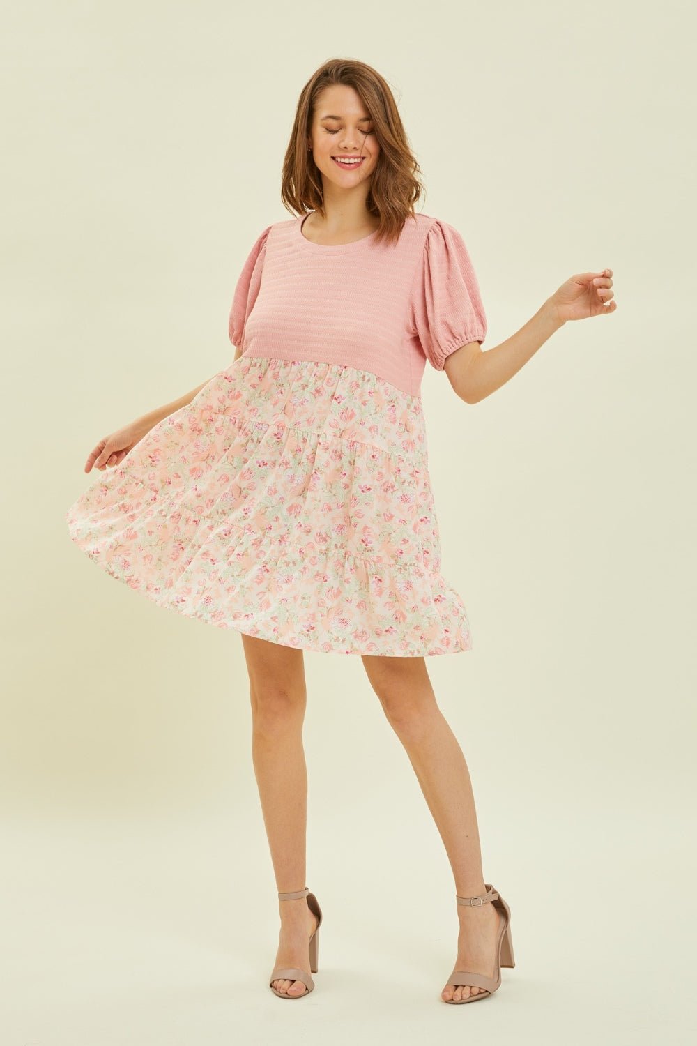 Floral Ruffle Hem Mini Dress in French RoseMini DressHEYSON