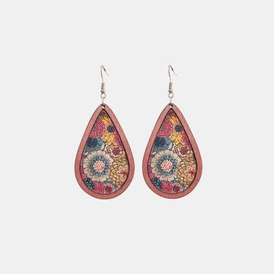 Floral Wood Teardrop EarringsEarringsBeach Rose Co.