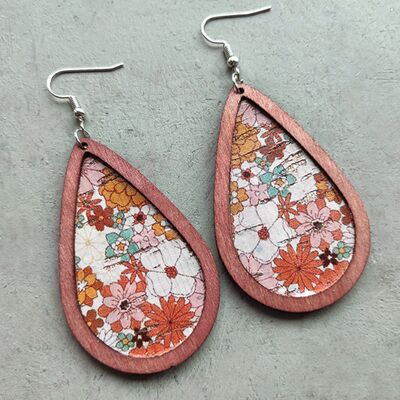 Floral Wood Teardrop EarringsEarringsBeach Rose Co.